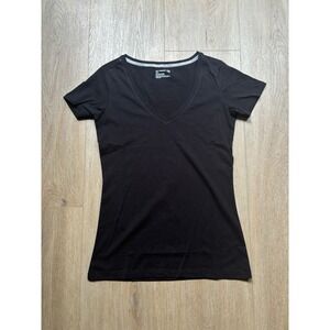 Pact Organic Womens Black V-Neck Short Sleeve T-Shirt 100% Organic Cotton Small